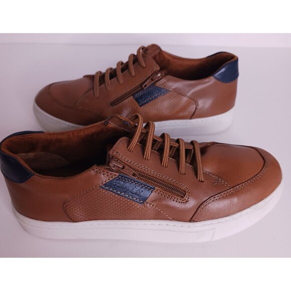 Flag Ltd. Cameron Leather Zip Oxford Sneakers Youth Boys Size 4 With Box - Picture 3 of 9